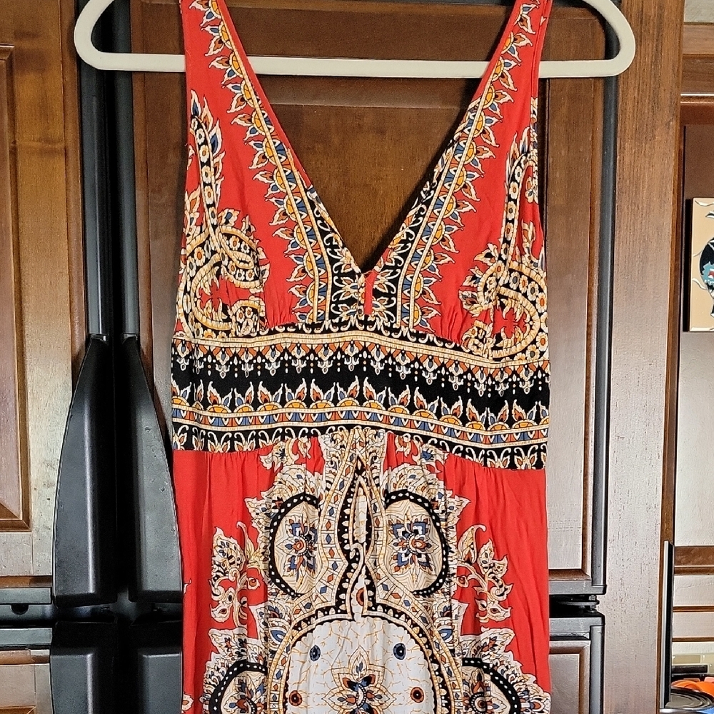 Angie Orange-Red Bohemian Maxi Dress